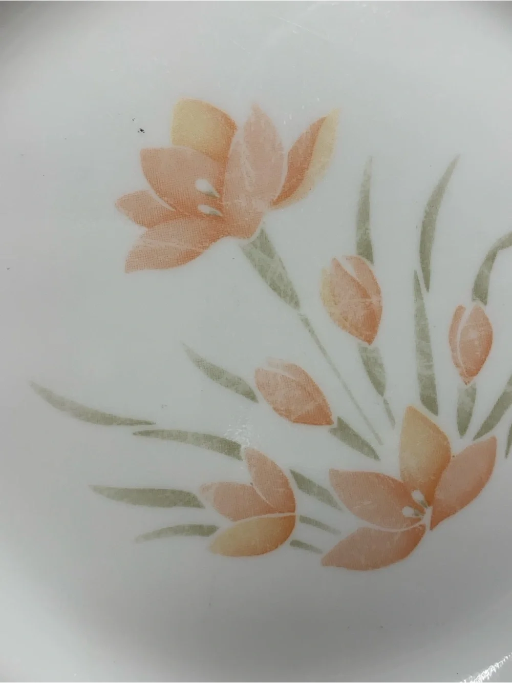 Corelle set 6 dessert bread butter plates peach floral vintage